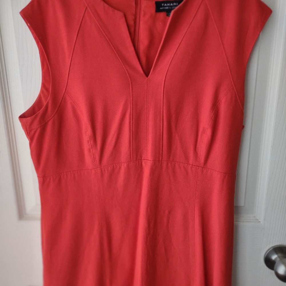 Tahari Dress Size 12, orange red.